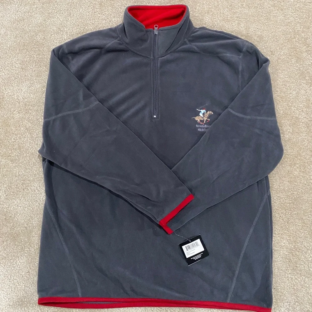 Beverly Hills Polo Club Grey Red Sweater XL NWT - Picture 1 of 2
